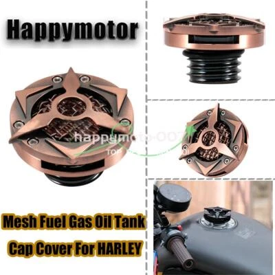 Chopper Mesh Fuel Gas Oil Tank Cap Cover For Harley Dyna Sportster XL883 XL1200 - Image 1 of 4
