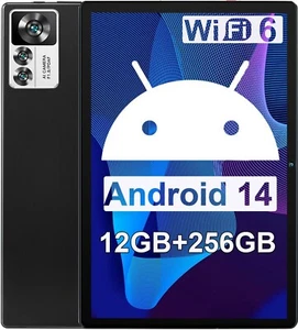 2024 10 inch Tablet Android 14 Tablets 12GB RAM 256GB ROM Octa-Core Dual Camera - Picture 1 of 13