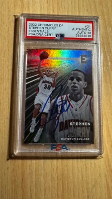 2022 CHRONICLES DP STEPHEN CURRY DAVID COLLEGE AUTO 10 ON CARD PANINI - Imagen 1 de 3