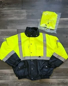 ML Kishigo XXL JS130 Lime High Visibility Insulated Rain Safety Jacket Size 2XL  - Picture 1 of 17
