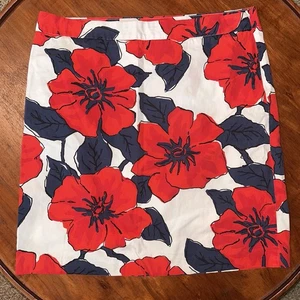 Tommy Hilfiger Floral Red White Blue Skirt Size 16 Vibrant Colors Cotton - Picture 1 of 5