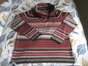 SAMOON Gerry Weber Da. Pullover Rollkragen rot-braun-creme Töne gestreift Gr. 44 - Bild 1 von 6
