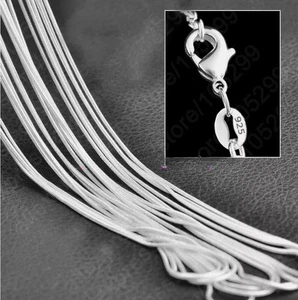 Wholesale 925 Silver Plated Solid 1MM Snake Chain Necklace Women Men Jewellery - Foto 1 di 5