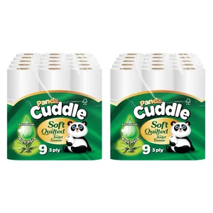 90x Panda Cuddle Toilet Rolls 3 Ply Quilted Soft Tissue Bulk Embossed Aloe Vera - Picture 1 of 7