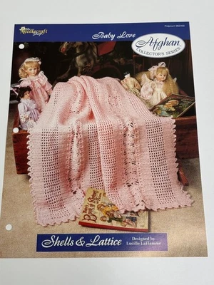 Shells & Lattice Baby Love Afghan Crochet Pattern Card Needlecraft Shop - Image 1 of 4