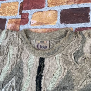 Vintage Coogi Classic Sweater Mens Large Beige Black Textured Knit Australia 90s - Picture 1 of 11