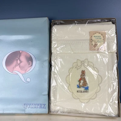 Винтажный Quiltex атласный край одеяло Беатрикс Поттер Питер кролик # 401 Appliqué - Изображение 1 из 4