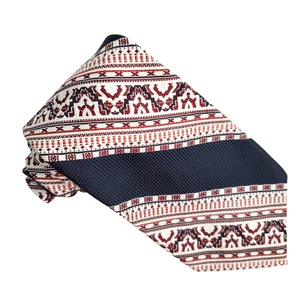 Corbata geométrica vintage años 50 a rayas azul marino rojo texturizada A. Sulka & Co - Imagen 1 de 5