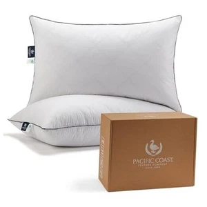 Bed Pillows for Side and Back Sleepers, Feather Down Hotel Collection Firm - Picture 1 of 7
