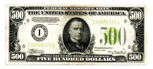 Fr. 2201-I $500 1934 Light Green Seal Federal Reserve Note - Picture 1 of 2