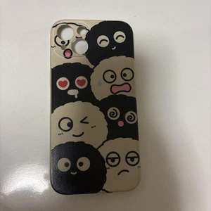 iPhone Character Illustration Case Beige Black Plastic Protective Cover Accessor - Photo 1 sur 2