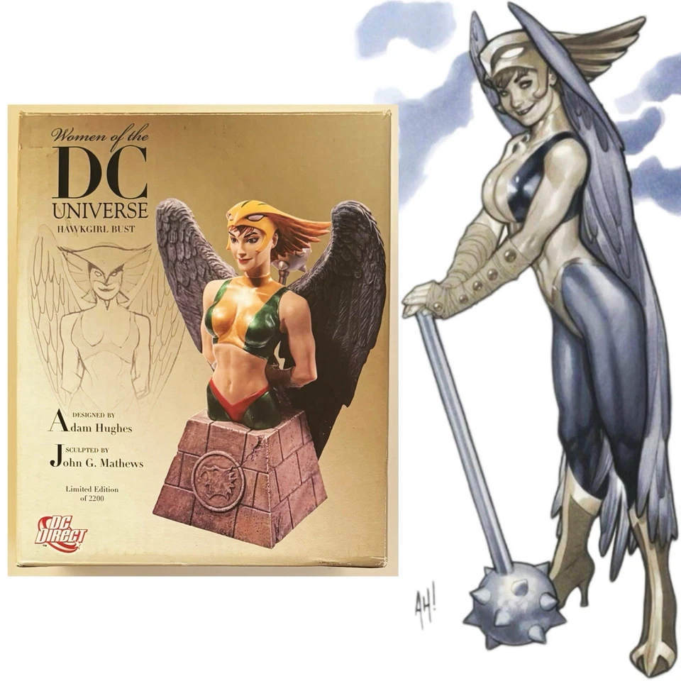 Minibusto Hawkgirl de Women of the DC Universe sin usar, en caja #0729/2200 Adam Hughes DC Direct Foto 1 de 4