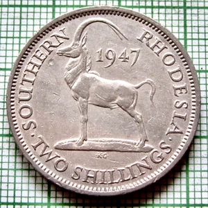 SÜDRHODESIEN König GEORGE VI 1947 2 SCHILLING, ZOBELANTILOPE ein Jahr Typ - Bild 1 von 6