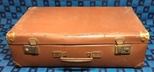 Bonita Antiguo Maleta Retro Vintage Rígido Marrón H 18,5L 60L 35CM #35 - Imagen 1 de 11