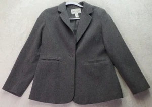 Vintage LORD & TAYLOR Blazer Women Petite 8 Gray Wool Single Breasted One Button - Picture 1 of 8