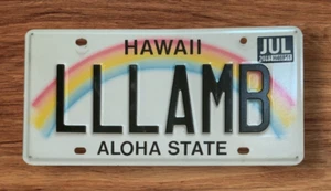 HAWAII GRAFIK REGENBOGEN SCHMINKTISCH NUMMERNSCHILD " LLLAMB " KLEINES LIL LAMM - Bild 1 von 1