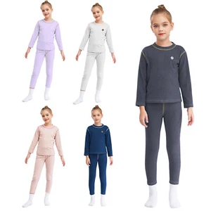 Unisex Kids Set Winter Outfit Thermal Suit With Pants Nightwear Boys Activewear - Picture 1 of 59