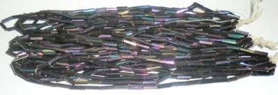 Cuentas antiguas vintage de vidrio púrpura oscuro iris AB 32 gr 1/4" 3 mini hanks checas WB33 Foto 1 de 3