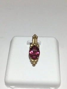 14 Kt Yellow Gold Pendant With Oval Pink Tourmaline Stone - Picture 1 of 11