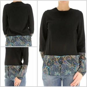 BNWT PAUL SMITH - LUXURY WOMENS 'PAISLEY HEM' BLACK SWEATER SIZE 8 - RRP £485 - Picture 1 of 4