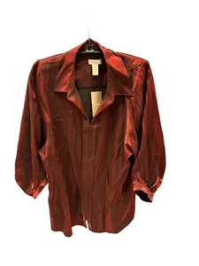 NWT Chico's Iridescent Women's Blouse Satin Burgundy Balloon Sleeve Size 1/M - Picture 1 of 5