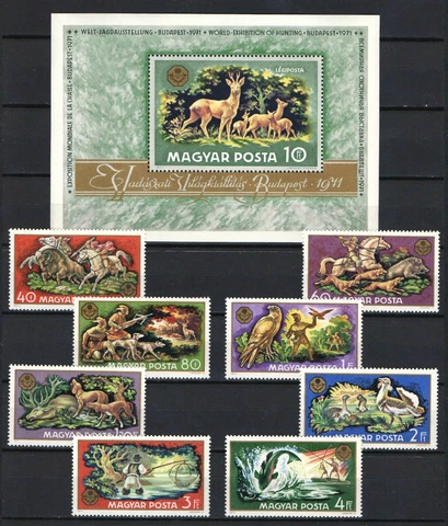 TWO IN ONE Hungary 1971. Animals / hunting set with sheet complete garniture MNH Cover