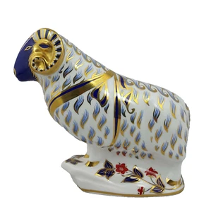 Royal Crown Derby Ram 1989 – Silver Stopper - Picture 1 of 10