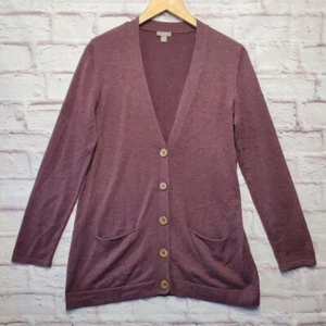 J Jill Cardigan Sweater Womens Petite Small Mauve Pink Pockets Comfort Lounge - Picture 1 of 12