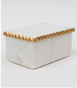Inspire Me! Scatola decorativa in marmo con coperchio per arredo casa, bianco/oro 👍 - Foto 1 di 9
