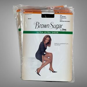 5 Leggs Tall Jet Brown  Brown Sugar Ultra Sheer Womens Nylons Pantyhose
