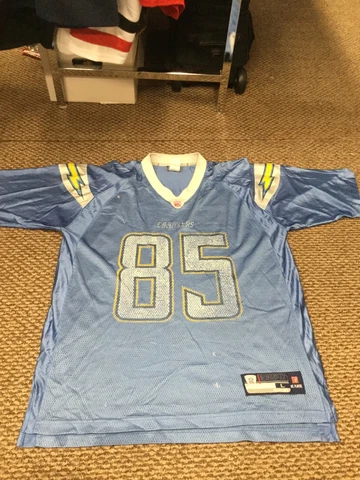 San Diego Chargers Antonio Gates Powder Blue Reebok Jersey Size Large Cover