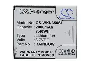 Cameron Sino 3.7v 2000mAh Li-ion Replacement Battery For Wiko Rainbow Mobile - Picture 1 of 1