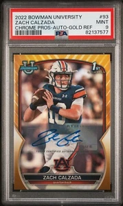 Bowman University U 2022 cromo Zach Calzada dorado automático/50 PSA 9 - Kentucky - Imagen 1 de 2