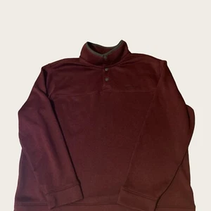 Maglione Eddie Bauer Uomo 2XL Marrone Radiatore Foderato in Pile Pullover 1/4 Snap - Foto 1 di 4