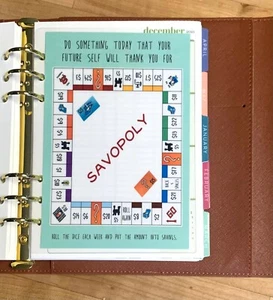 Savopoly Money Savings Dashboard Insert 4 use with ErinCondren A5 Ring Agenda- - Picture 1 of 3