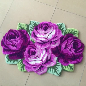 Handmade3D Roses Indoor Shag Area Fluffy Rug Anti-Skid Bedroom Carpet Floor Mat - Picture 1 of 18