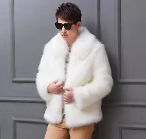 New Men's Winter Luxury Faux Fur Coat Warm Jacket Overcoat Thick Outwear - Picture 1 of 26
