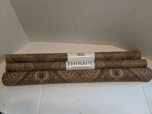 Vintage Retired Thibaut Caballerro Damask (3) Double Rolls 1 Open #T-8172 *NEW* - Picture 1 of 5