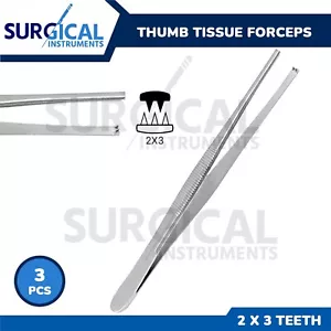Pinzas de tejido para pulgar 3 piezas 5,5" 2x3 dientes acero inoxidable grado alemán - Imagen 1 de 9