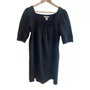 Vertigo Paris nero collo quadrato bordo pizzo donna XS raso mini cambio manica a sbuffo - Foto 1 di 15