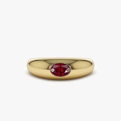 0.50 Ct Ruby Bezel Ring 14k Solid Yellow Gold - Image 1 of 4