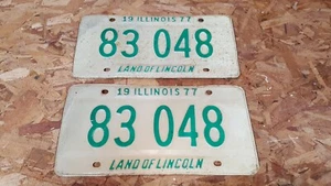 Illinois 1977 par de matrículas coche clásico hombre cueva - Imagen 1 de 3