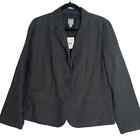 J. Jill Linen Cotton Striped Gray Indigo 2 Button Blazer Jacket Medium NEW