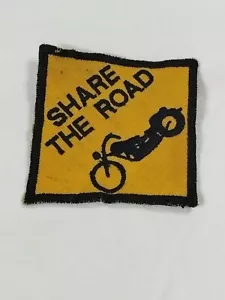 Motorcycle SHARE THE ROAD Embroidered Patch 2½" Diamond Yellow & Black Vintage - Picture 1 of 4