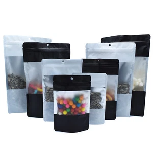 100 Matte Colored Large Clear Window Stand Up Resealable Food Packaging Bags - Picture 1 of 12
