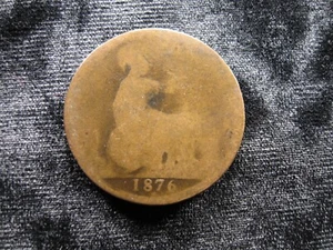 old world coin GREAT BRITAIN large penny 1876H KM755 Queen Victoria (103) - Picture 1 of 2
