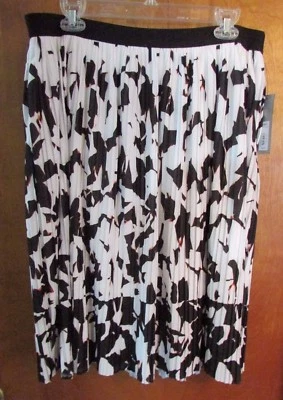 Damas "Apt 9" Talla XL, Blanco, Negro, Naranja, Cintura Elástica, Plisado, Falda Forrada Foto 1 de 4