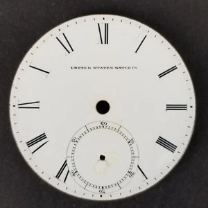 United States Watch Co pocket watch face white porcelain 1 13/16" antique parts - Picture 1 of 5