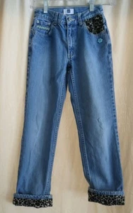 Gap Jeans Girls SZ 10 Beading Leopard Accents 100% Cotton Straight - Picture 1 of 4