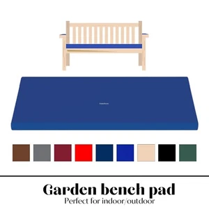 Waterproof Garden Bench Pad 2 3 4 Seater Foam Cushions with Thick Fabric Cover - Picture 1 of 30